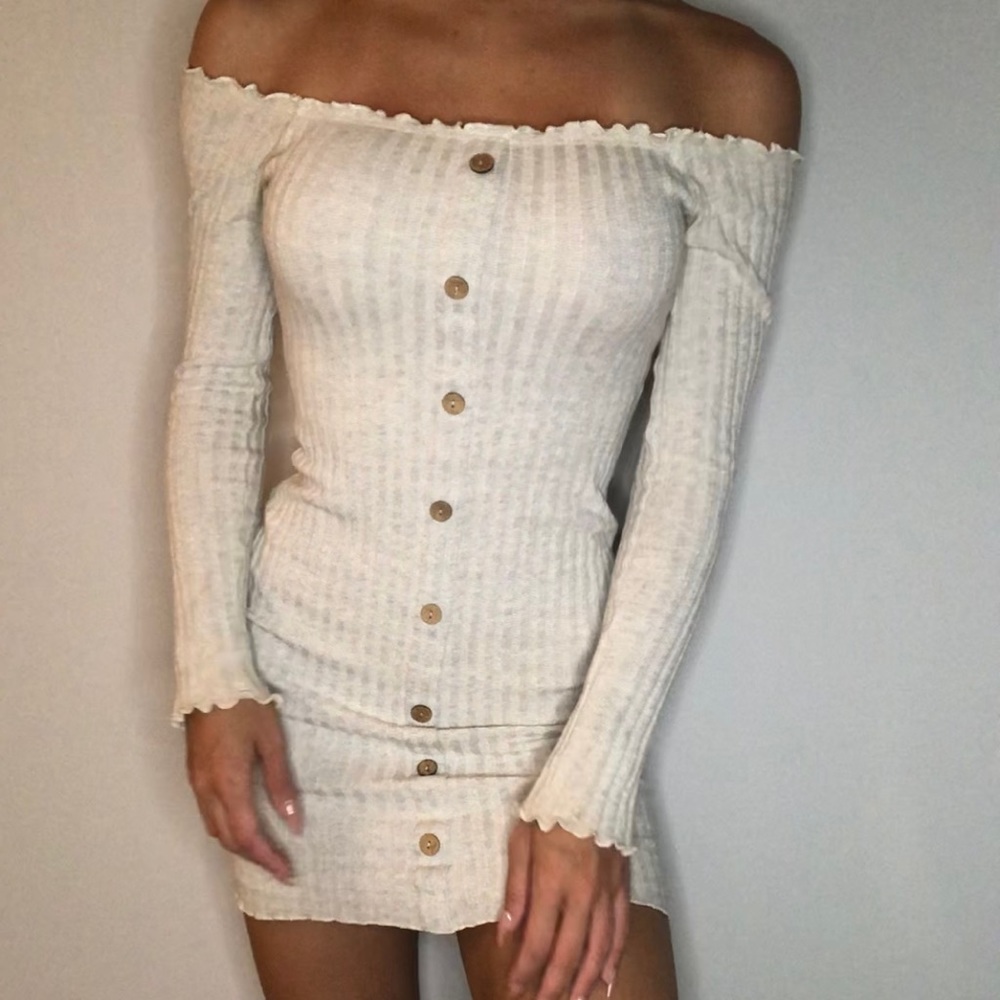 Cream Off the Shoulder Dress